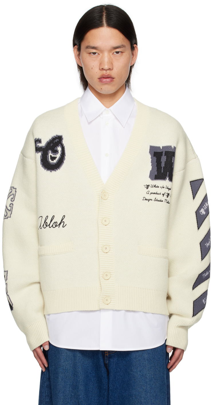 Sveter Off-White Varsity Cardigan Biela | OMHB019C99KNI0016110, 0
