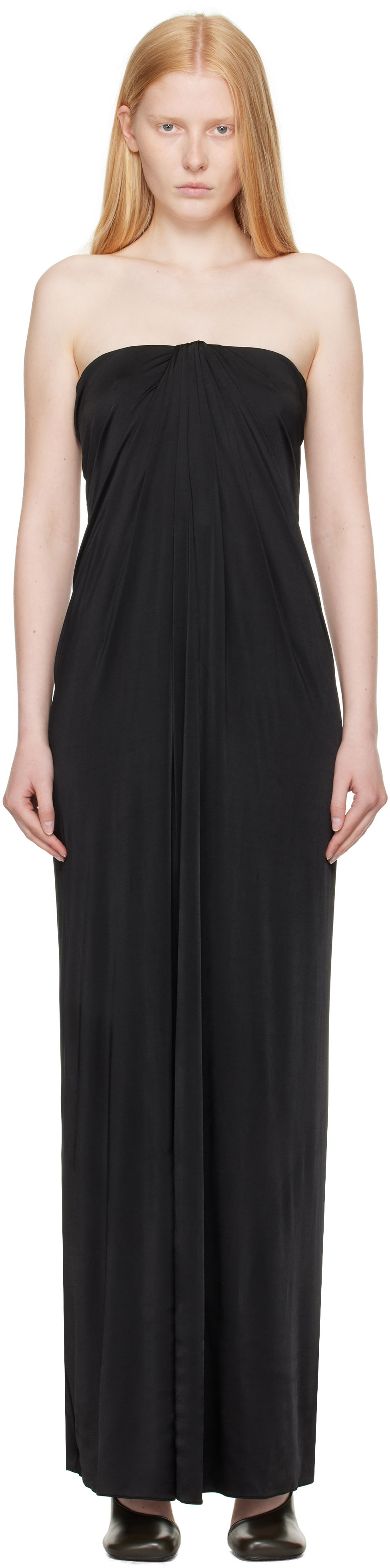 Šaty FERRAGAMO Ferragamo Sleeveless Gathered Maxi Dress Čierna | 780649, 0