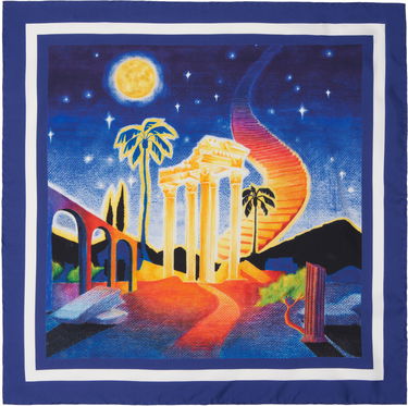Šál Casablanca Silk Scarf with Stairway Print Modrá | APS25-ACC-052-05, 0