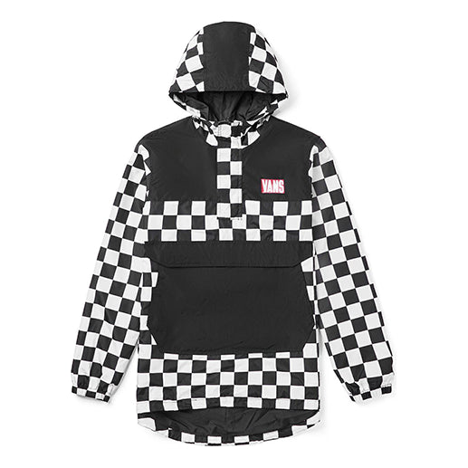 Vetrovka Vans Checkered Print Hooded Windbreaker Čierna | VN0A4MLFJ0Z