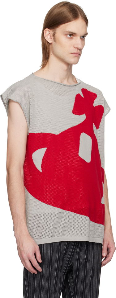 Sveter Vivienne Westwood Vivienne Westwood Intarsia Pixel Orb Tank Top Šedá | 8101000P-K005X-, 1