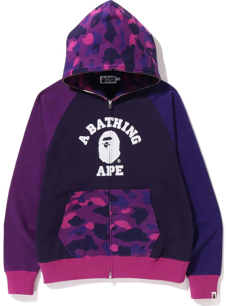 Bape Color Camo Relaxed Fit Full Zip Hoodie Purple