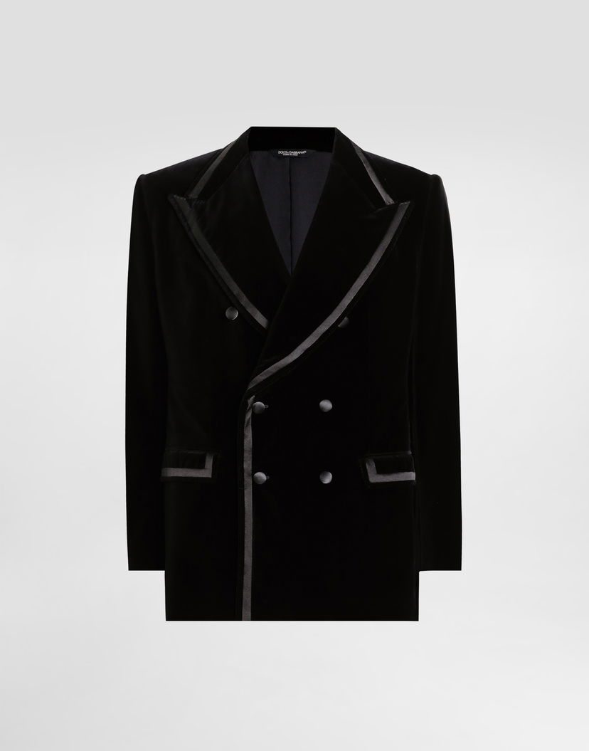 Bunda Dolce & Gabbana Dolce & Gabbana Double-Breasted Velvet Jacket Čierna | G2VO8TFUVG7N0000