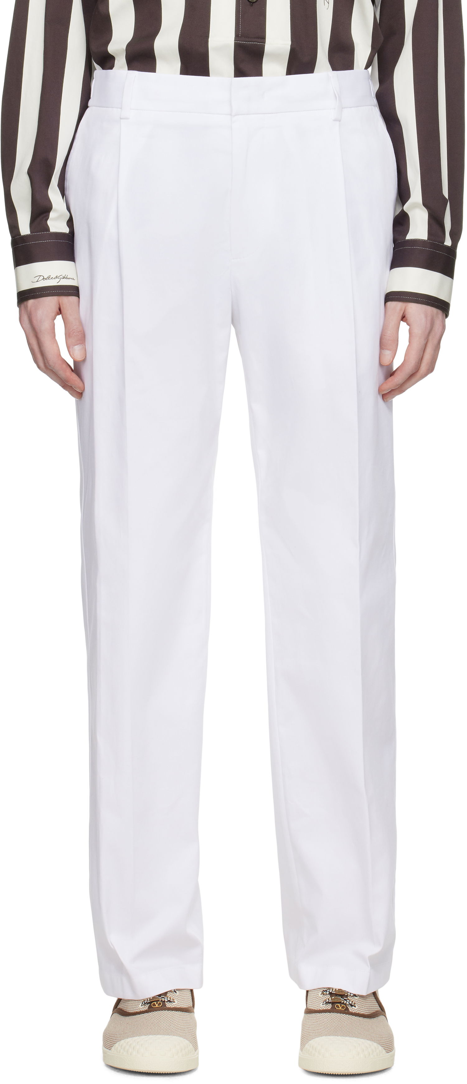 Nohavice Dolce & Gabbana Dolce&Gabbana Gabardine Trousers Biela | GP0K7TFUFNV, 0