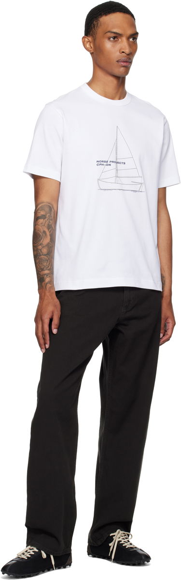 Tričko NORSE PROJECTS Norse Projects Holger Organic Boat Print T-Shirt Biela | N01-0677, 3