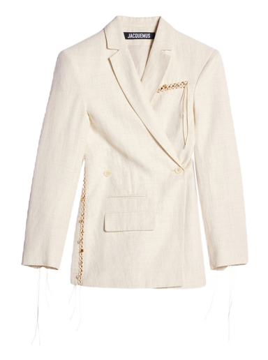 Bunda Jacquemus La Veste Tibau Brodee Embroidered Double-Breasted Biela | 231JA024-1069-110