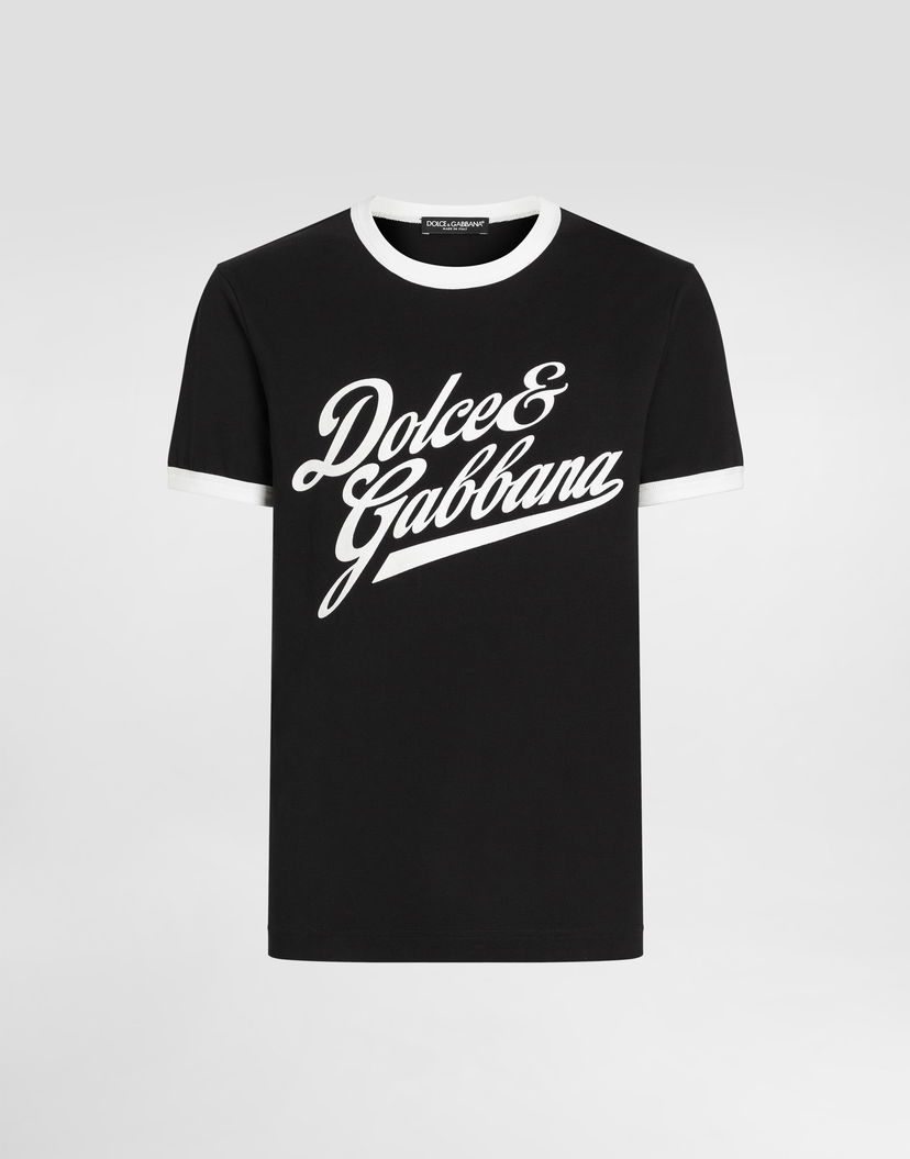 Tričko Dolce & Gabbana Dolce & Gabbana Flock Print Cotton T-Shirt Čierna | G8PV1TG7PGCN0000