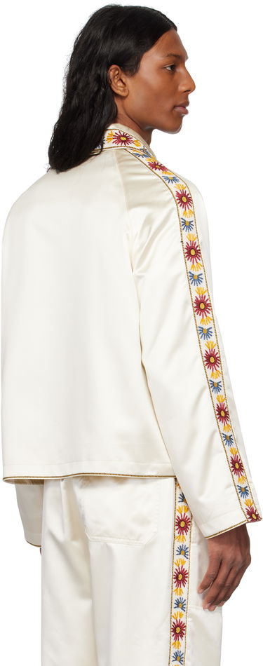 Bomber bunda Bode Bode Embroidered Satin Jacket Biela | MRS25OW014, 2