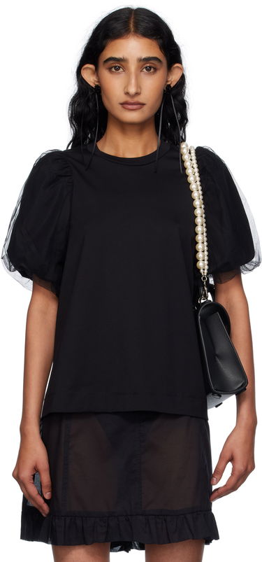 Tričko Simone Rocha Simone Rocha Tulle Overlay Puff Sleeve T-Shirt Čierna | 5397 0553, 0