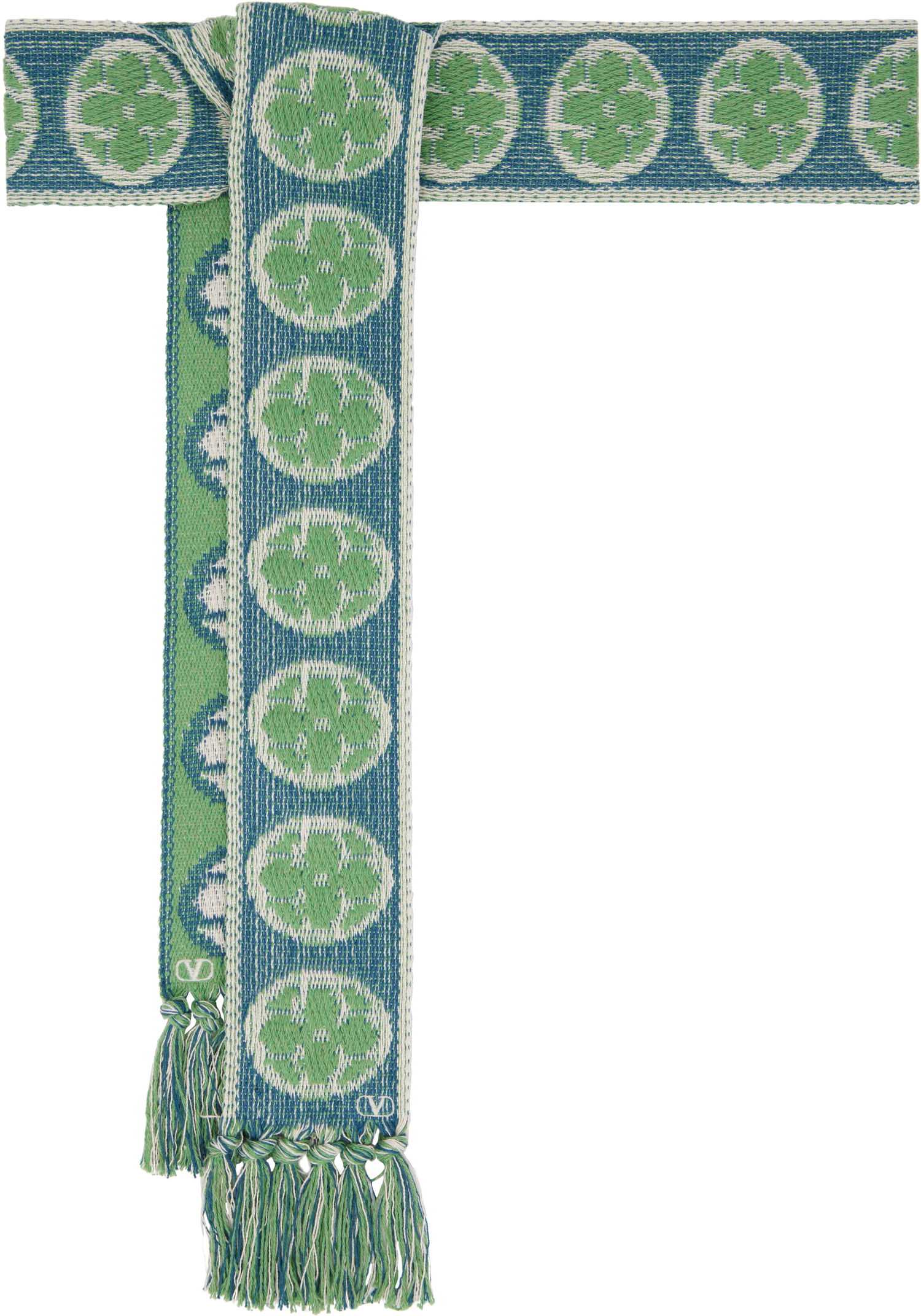 Šál Valentino Valentino Garavani Antibes Knitted Scarf with Tassels Zelené | 6Y2EN00BAZN, 1