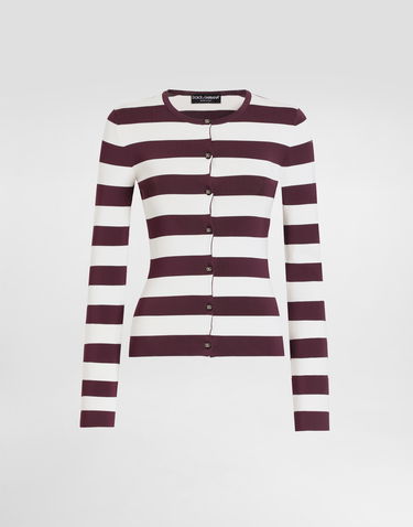 Sveter Dolce & Gabbana Dolce & Gabbana Viscose Striped Cardigan Vínová | FXV71TJAIQ8R5231, 0