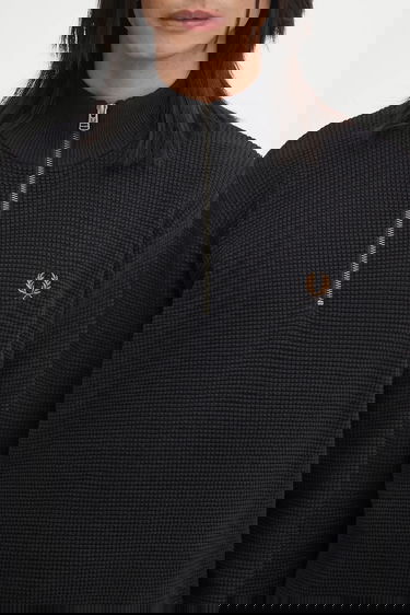 Sveter Fred Perry Waffle Stitch Half Zip Jumper Čierna | K8557-102, 4