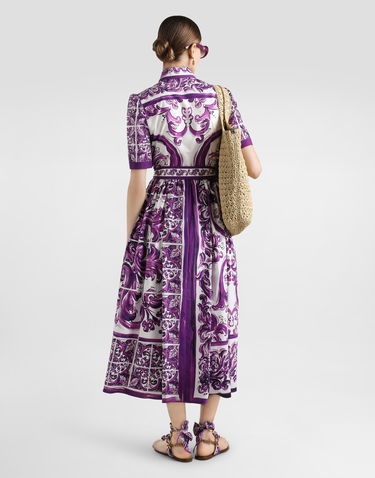 Šaty Dolce & Gabbana Dolce & Gabbana Majolica Print Poplin Shirt Dress Fialová | F6JFNTFI5JPHP5DQ, 2