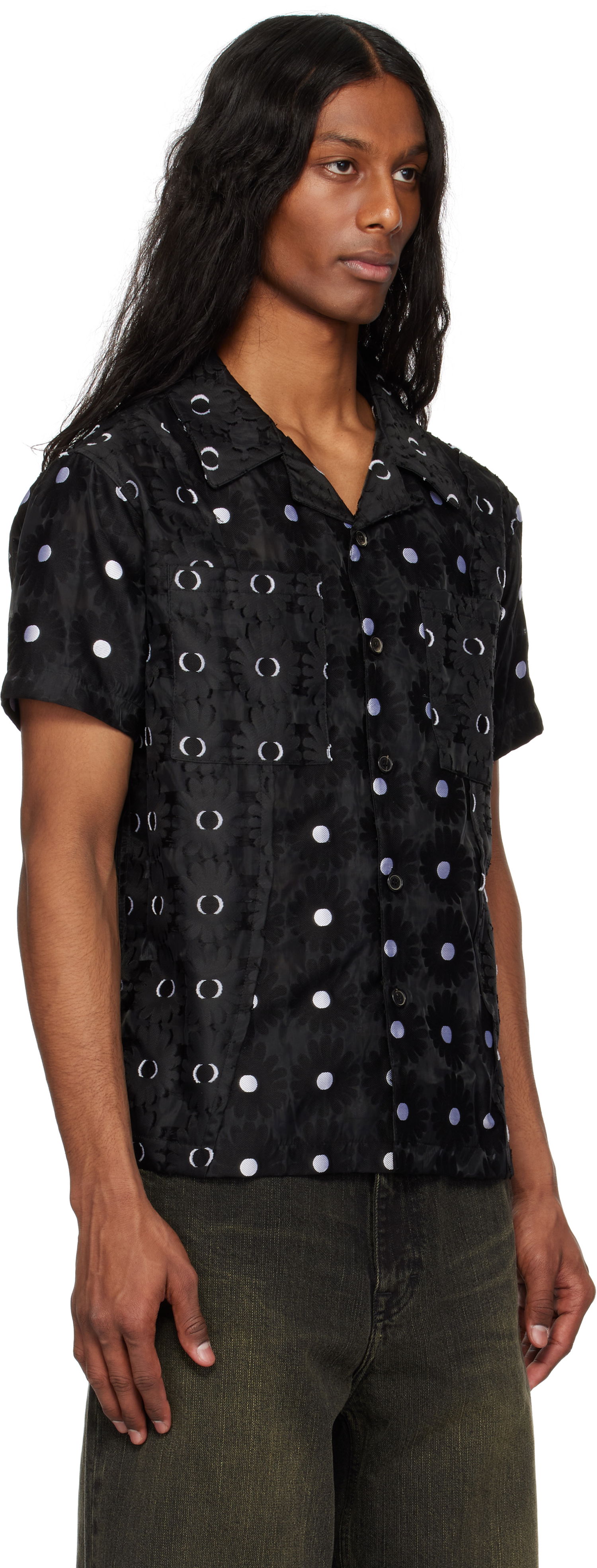 Košeľa Andersson Bell Andersson Bell Half Sheer Flower Shirt Čierna | atb1276m, 1