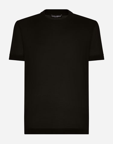 Tričko Dolce & Gabbana Short-sleeved Silk T-shirt Čierna | G8RG0TFU75FN0000, 0