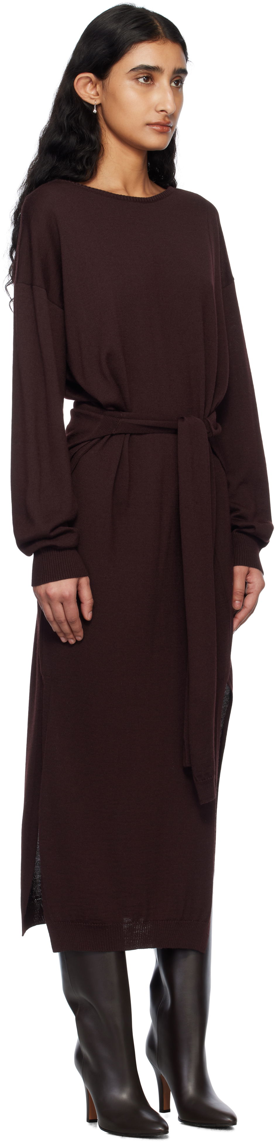 Šaty LEMAIRE LEMAIRE Trompe L'Oeil Knit Maxi Dress Vínová | DR1093 LK087, 1