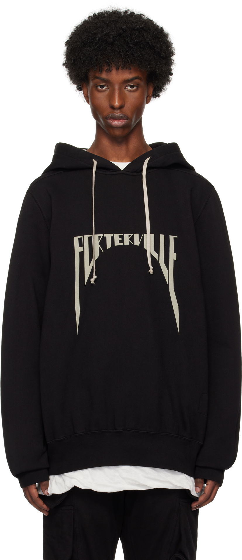 Mikina Rick Owens Oversized Hoodie With Porterville Print Čierna | DU02D2282 FEP1P