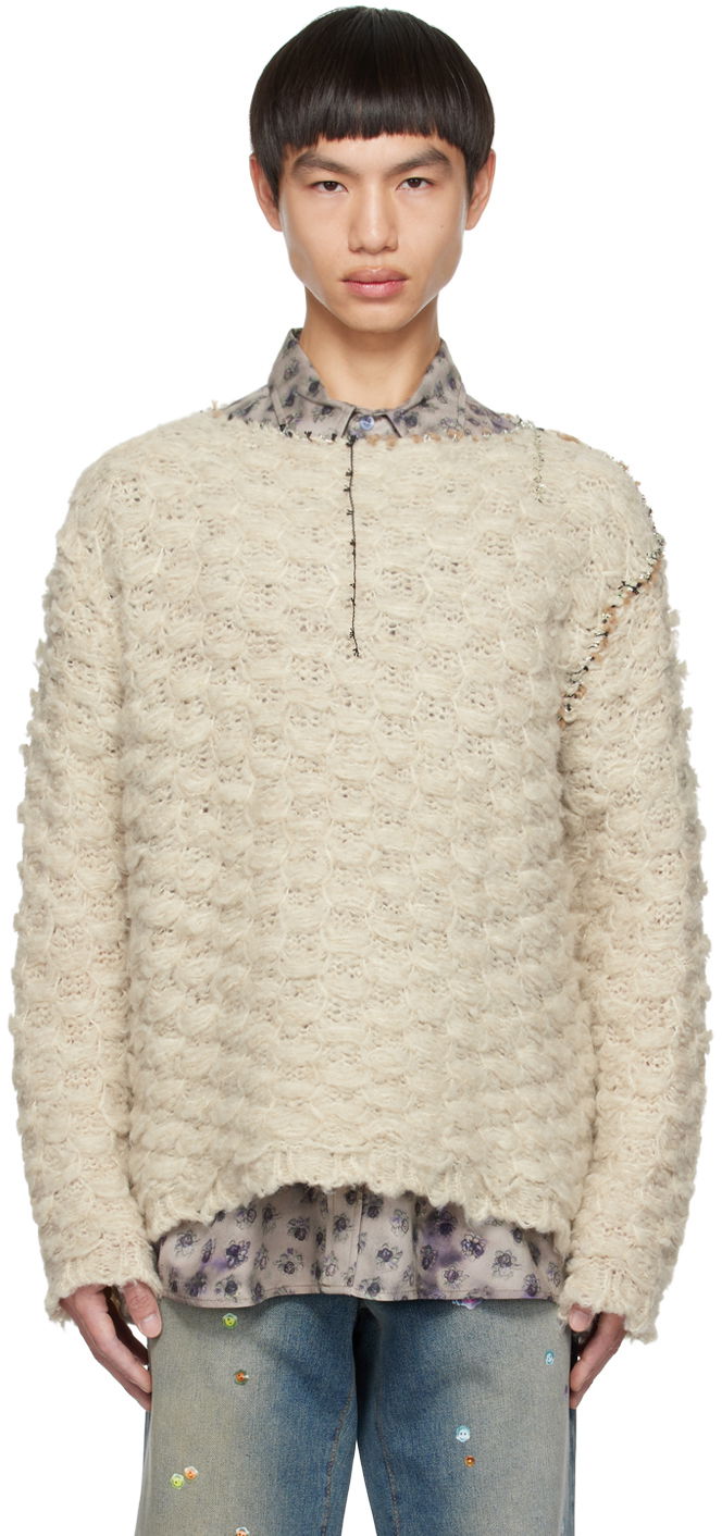 Sveter Acne Studios Distressed Sweater Biela | B60273-, 0