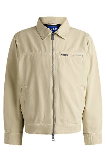 Bunda BOSS Regular-Fit Cotton Canvas Jacket Béžová | 50530589