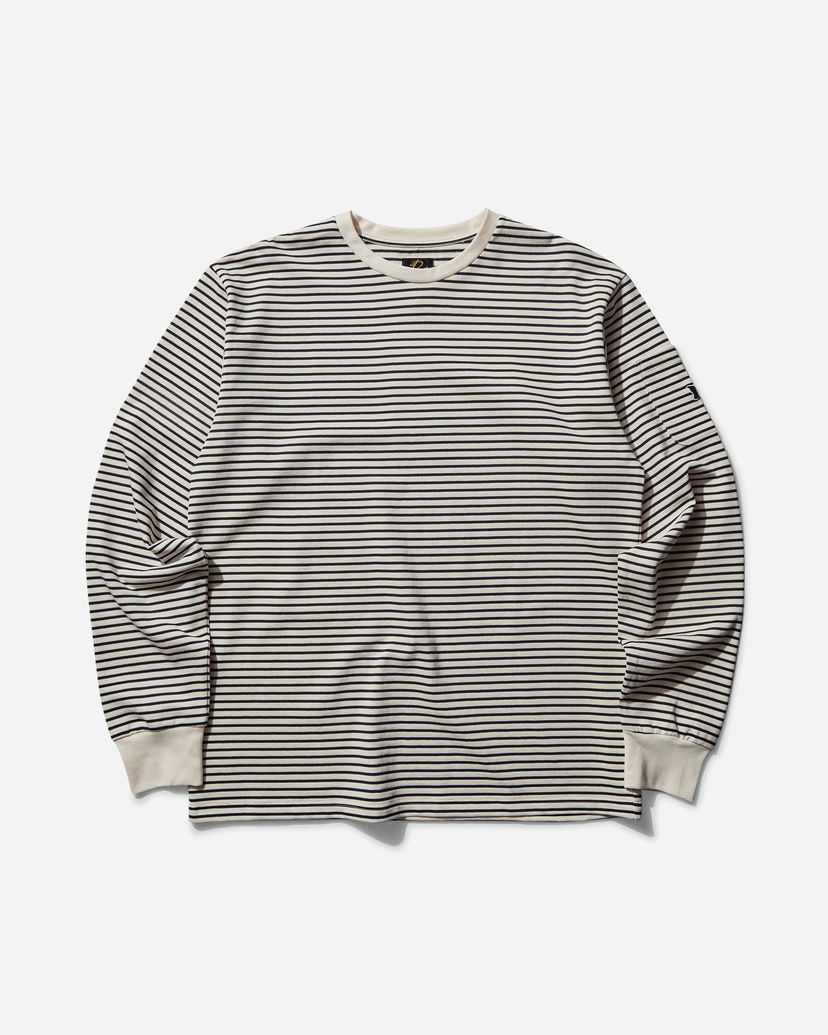 Tričko Needles Stripe Crewneck Longsleeve T-Shirt Biela | PU295 A