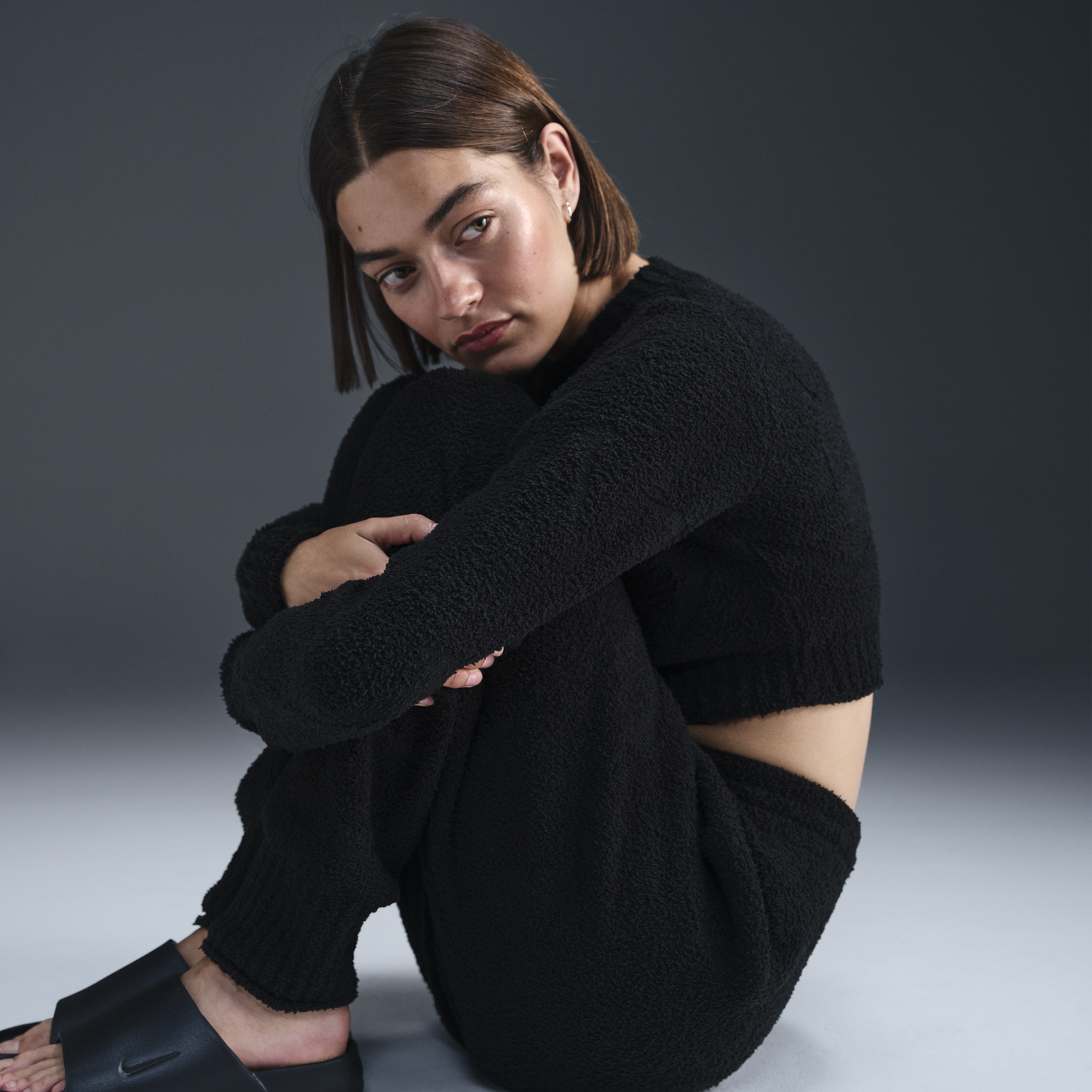 Crop Top Nike Phoenix Cozy Bouclé Crop Top Čierna | FZ1716-010, 1