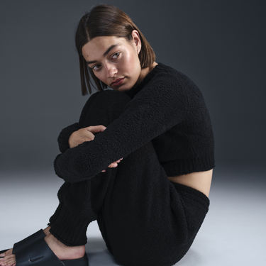 Crop Top Nike Phoenix Cozy Bouclé Crop Top Čierna | FZ1716-010, 1