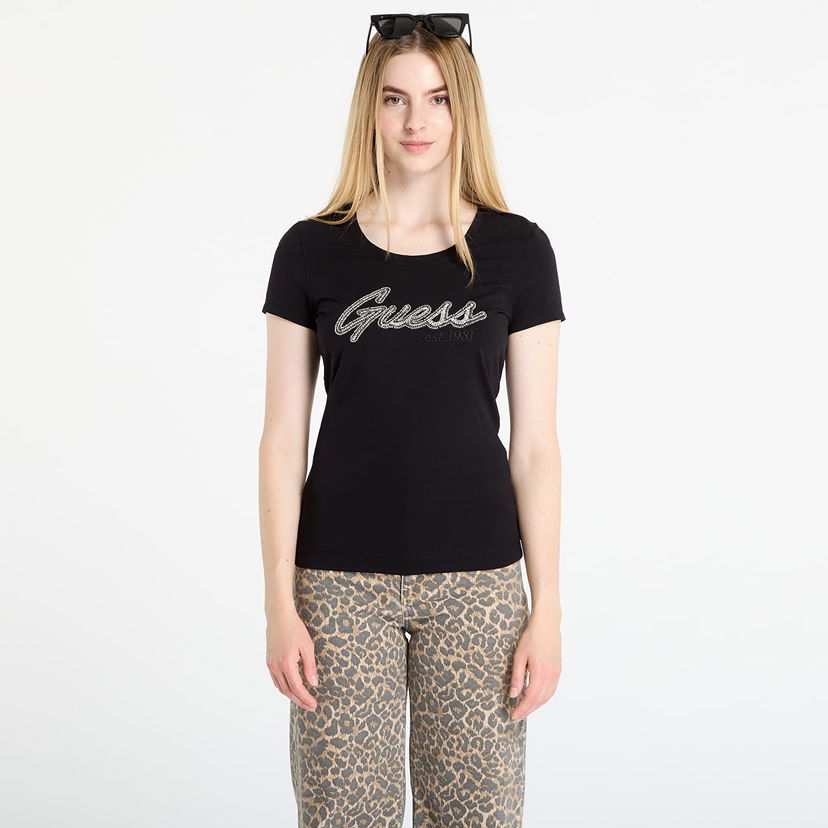 Tričko GUESS GUESS Logo Hot Fix Tee Čierna | W5YI16J1314-JBLK