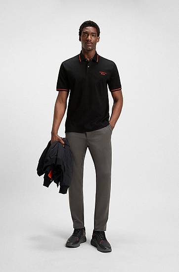 Polo tričko BOSS Porsche x BOSS Cotton Polo Shirt with Moisture Control Čierna | 50543257, 1