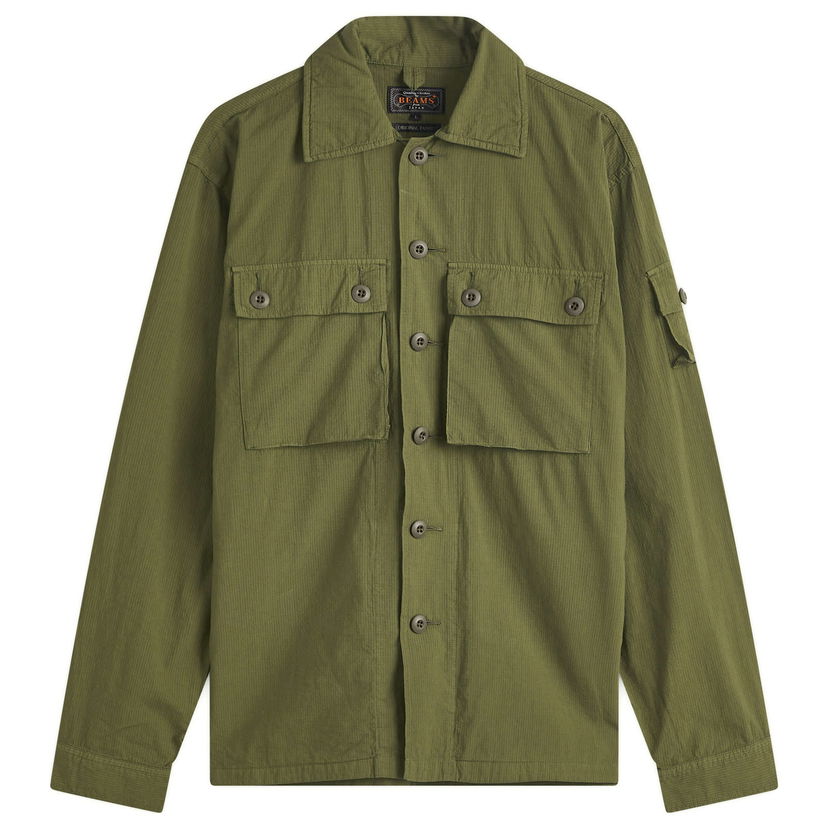Košeľa BEAMS Beams Plus Textured Ripstop Shirt Jacket, Size Large Zelené | 3818-0641-791-67
