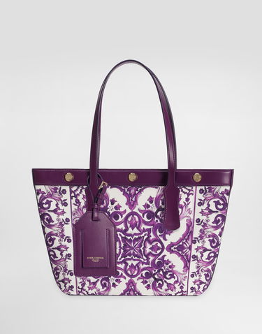 Tote bag Dolce & Gabbana Dolce & Gabbana Atene Majolica-Print Canvas Shopping Tote Fialová | BB7828AN220I23TN, 0