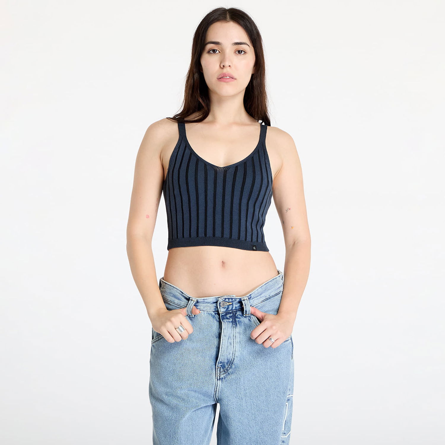 Tielko CALVIN KLEIN Plated Sweater Bralette Blue Modrá | J20J224302 PPK, 0