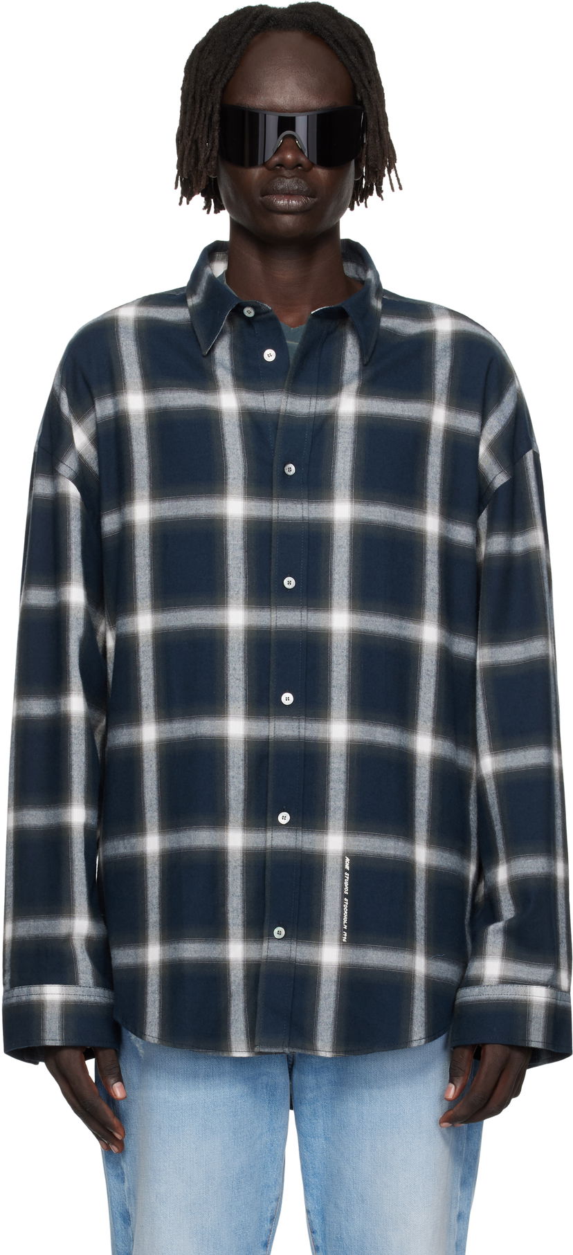 Košeľa Acne Studios Plaid Button-Up Shirt Navy | BB0632-
