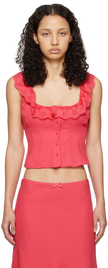 Tielko GUIZIO Guizio Paloma Lace Trim Top Ružová | R24108W016, 0