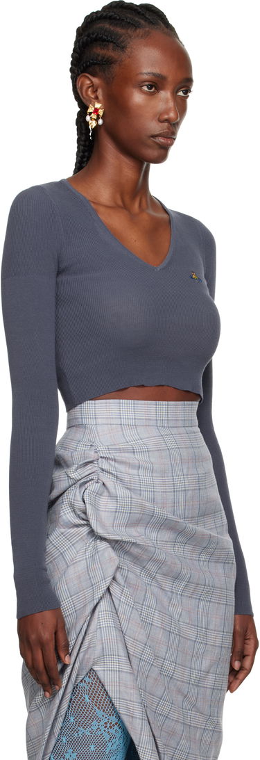 Sveter Vivienne Westwood Vivienne Westwood Bea Cropped V-Neck Sweater Čierna | 1803004W-Y003F-, 4