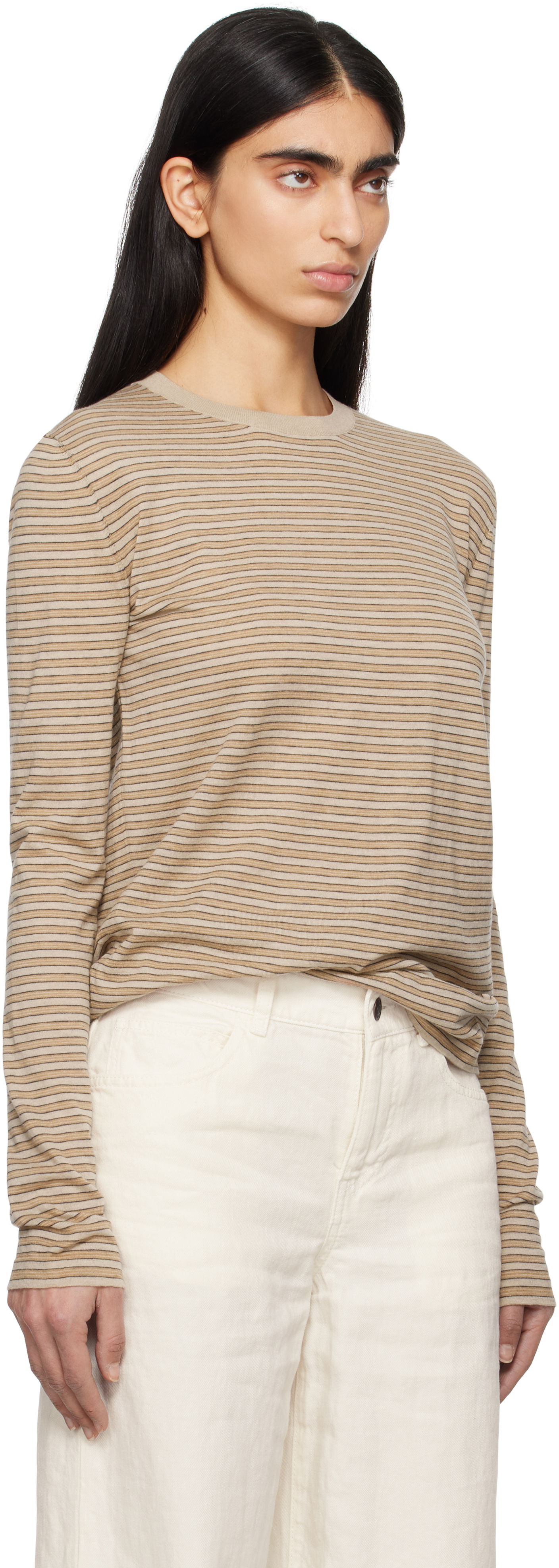 Tričko The Row The Row Juhi Striped Long Sleeve T-Shirt Béžová | 8811-Y688, 1
