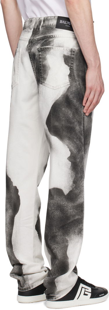 Džínsy Balmain Balmain Regular Fit Moon Print Jeans Biela | EH0MI043DE39, 2