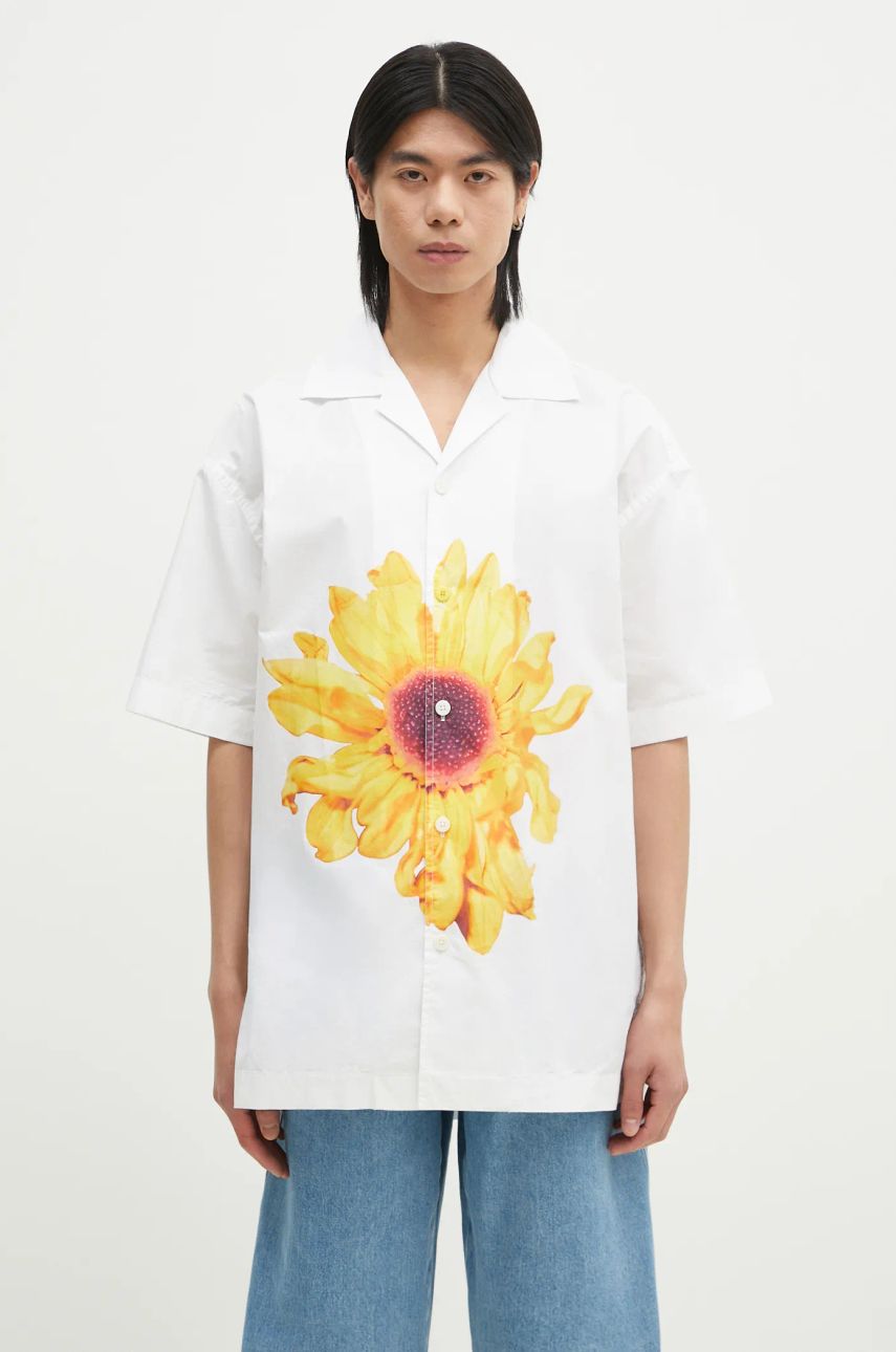 Košeľa JW Anderson JW Anderson Relaxed Short Sleeve Shirt with Sunflower Print Biela | SH0335.PG1667.001, 0
