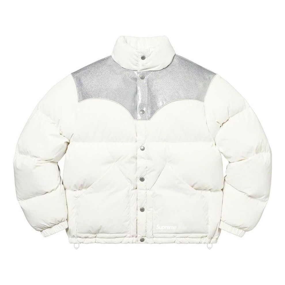 Prešívaná bunda Supreme Glitter Yoke Puffer Jacket Biela | SUP-FW22-829, 0