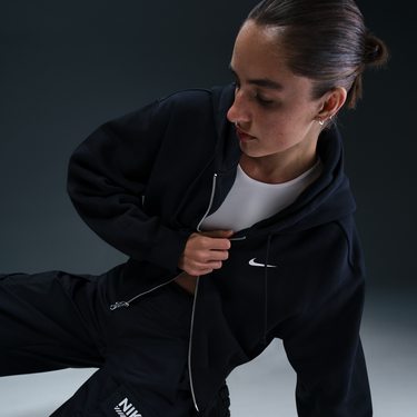 Mikina Nike Sportswear Phoenix Fleece Cropped Full-Zip Hoodie Čierna | HJ0940-010, 2
