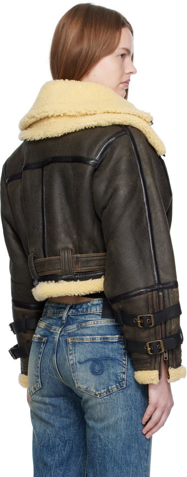 Bomber bunda R13 R13 Cropped Shearling Bomber Jacket Hnedá | R13WR423-R545A, 2
