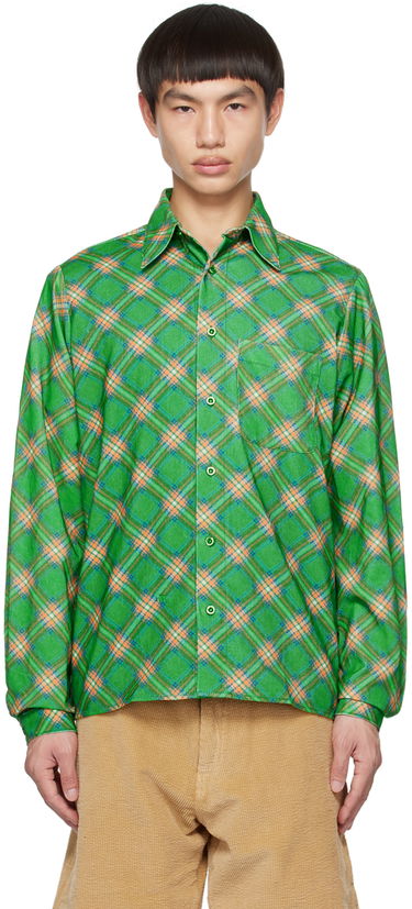 Košeľa ERL Plaid Button-Up Shirt Zelené | ERL06B007, 0