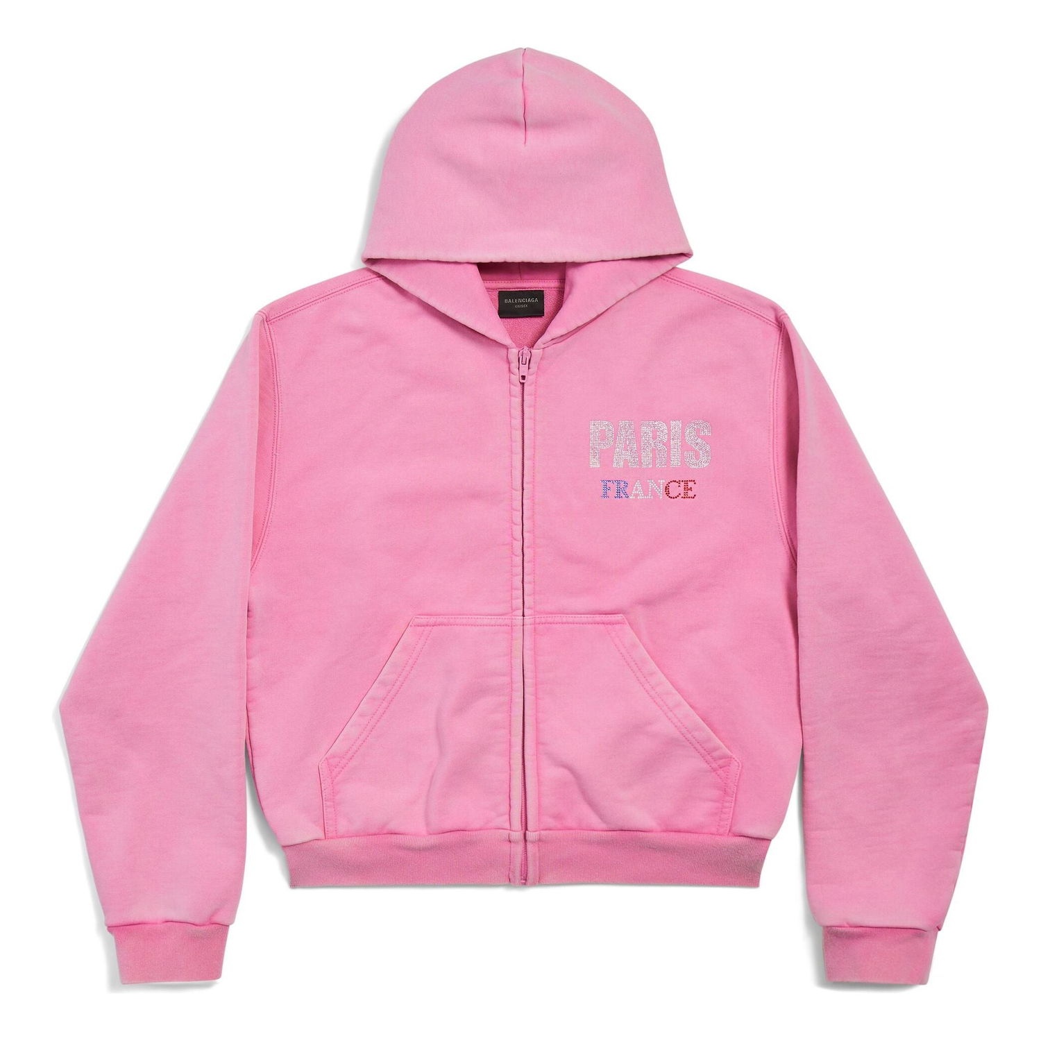 Mikina Balenciaga Paris Strass Full Zip Small Fit Hoodie Ružová | 811611TRVL49568, 0