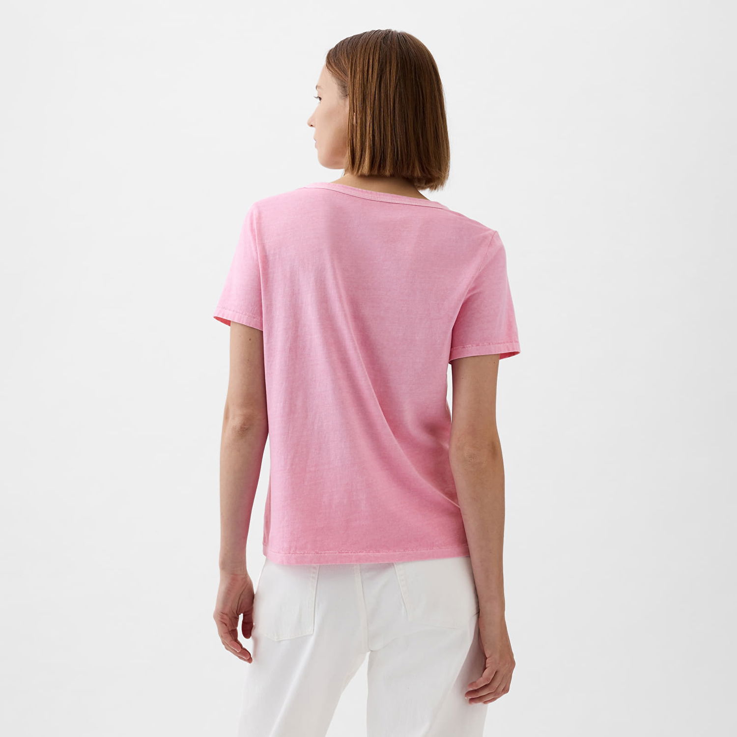 Tričko GAP V-Neck Tee Sugar Pink Ružová | 740140-67, 1
