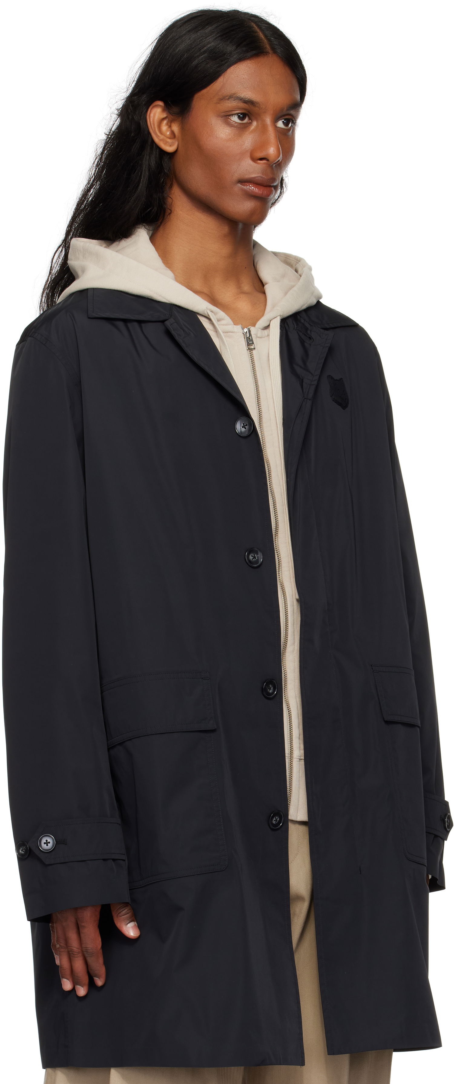 Kabáty MAISON KITSUNÉ Maison Kitsuné Light Mac Coat Čierna | OM02212WQ4044, 1
