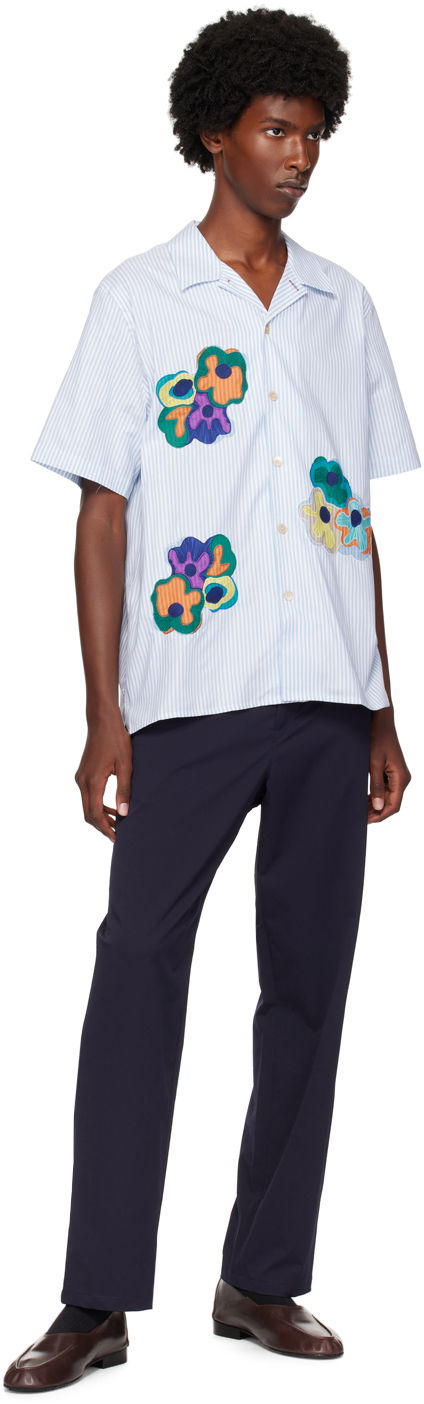PS Paul Smith Striped Flowers Appliquéd Shirt