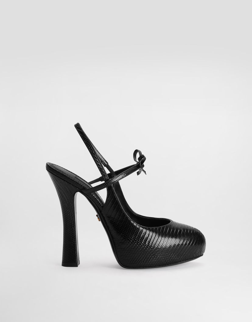 Doplnky Dolce & Gabbana Dolce & Gabbana Lizard Skin Slingback Pumps Čierna | CG0930A2D458B956