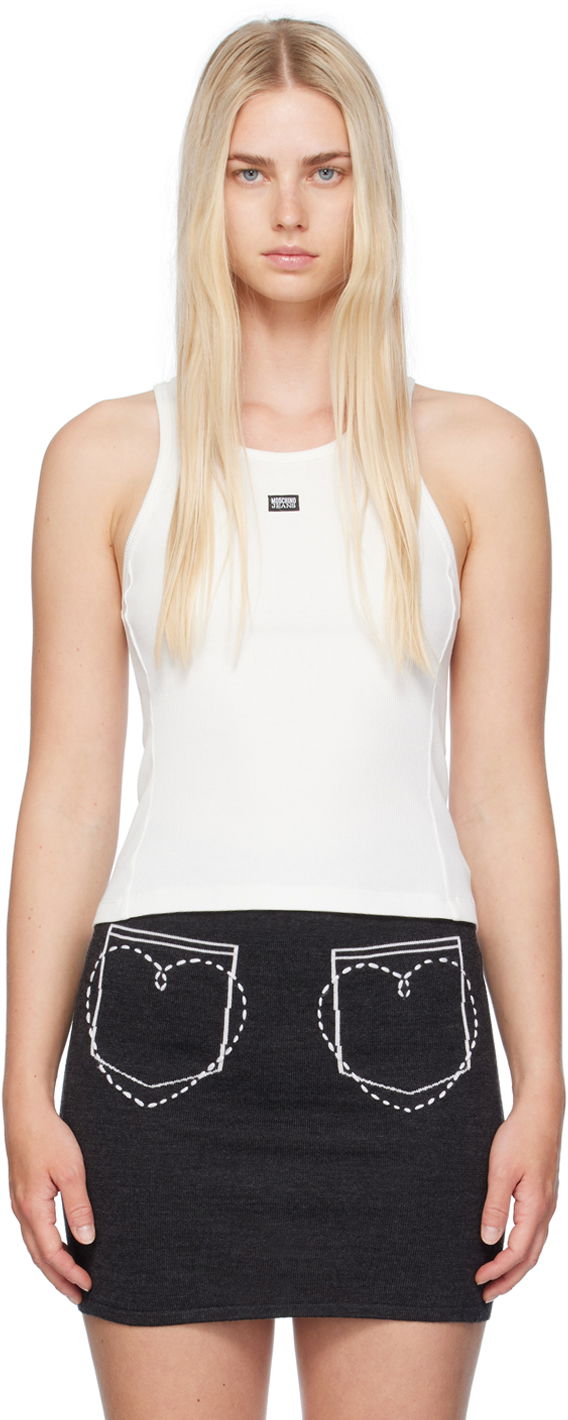 Tielko Moschino Moschino Jeans Patch Tank Top Biela | 242K10807, 0