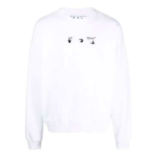 Sveter Off-White Off-White FW21 Logo Print Loose Fit Pullover Biela | OMBA054F21FLE0140110