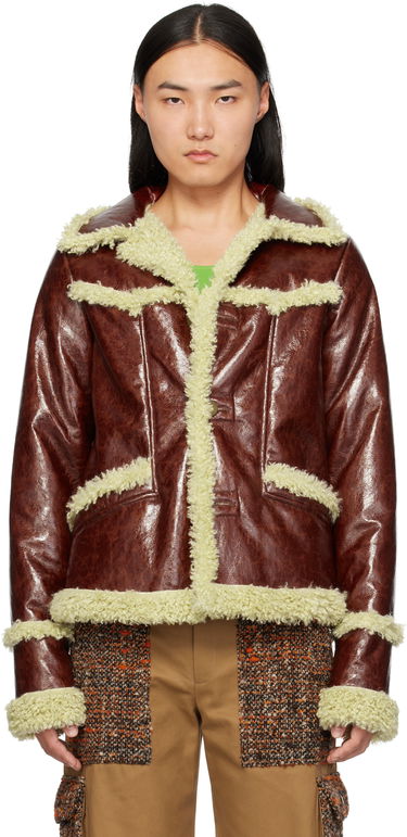 Bunda Anna Sui Anna Sui Runway Faux-Leather and Shearling Jacket Hnedá | M824A31, 0
