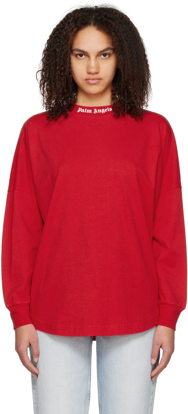 Tričko Palm Angels Red Classic Long Sleeve Červená | PMAB001C99JER0042501